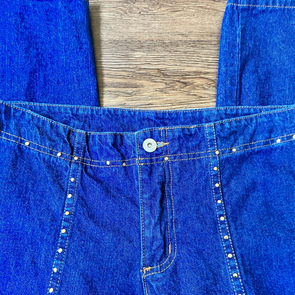 Vintage '80s Carabella Boom Boom Studded Flare Jeans Blue Denim Cotton Medium - Picture 8 of 12